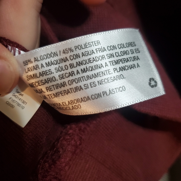 Goodfellow & Co. Quarter Zip Burgundy Sweater Sherpa around collar SZ LG - Picture 4 of 4